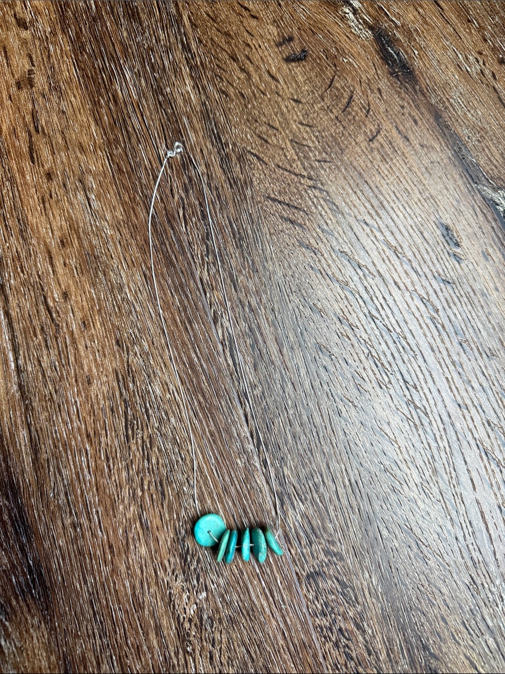 Turquoise Bead Necklace on Silver Chain - Women Jewelry